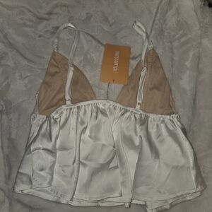 White and Tan Women's Tank Top